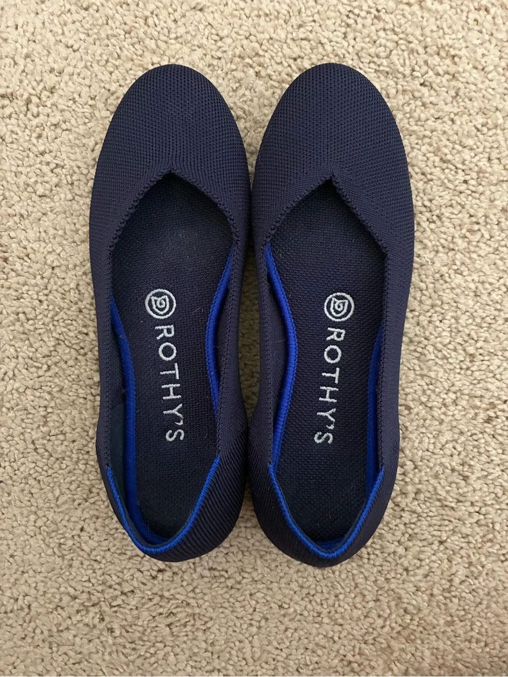 Rothy’s Round Toe Ballet Flats The Flat Navy Blue 6.5